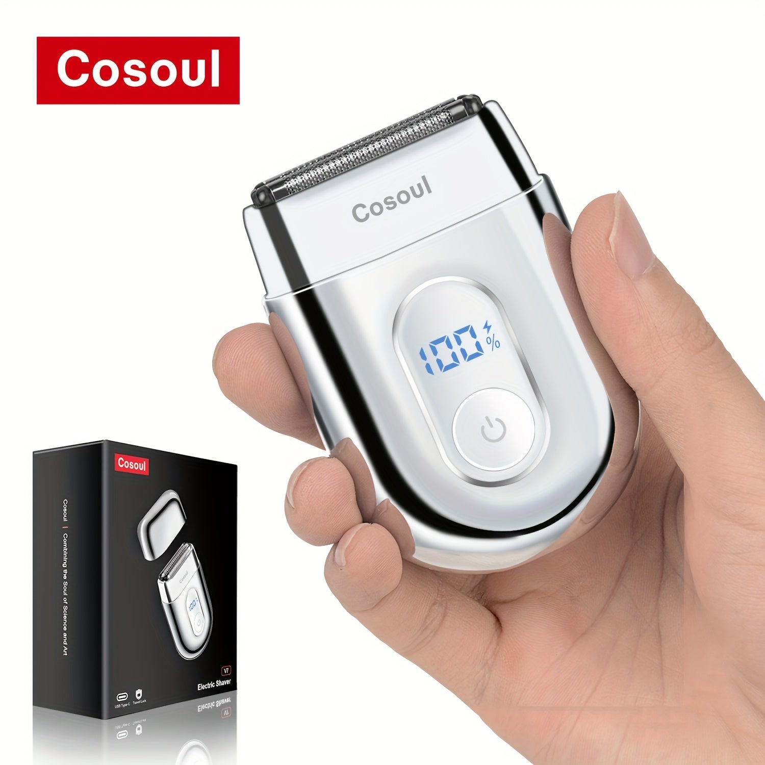 Cosoul Men's Electric Shaver with 3 Floating Blades, Fast-Charging USB-C, Long-Lasting 900mAh Battery (60 Min Runtime), Metal Alloy Body - Cordless Travel Shaver for Beard, Mustache, Neck - Ideal Gift for Men, Daily Grooming, Stylish Grooming Tool,