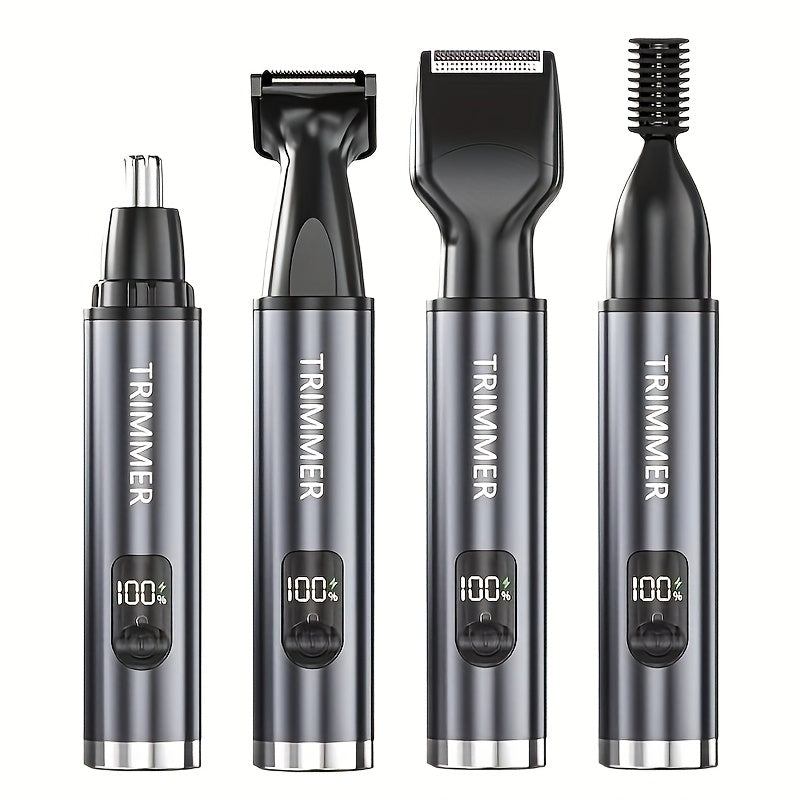 4-in-1 Rechargeable Electric Hair Trimmer, Suitable for Men and Women - Pain-Free Nose, Beard, Eyebrow, and Sideburn Shaver with USB Charging - Perfect Holiday Gift, Professional Beauty Kit, Ear Hair, Beard, and Eyebrow Razor, Men'S Personal Care Tool