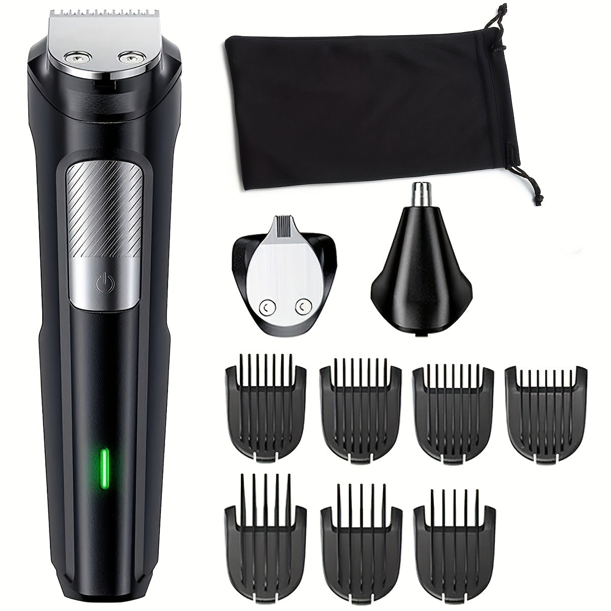 Professional 3-in-1 Wireless Electric Hair Clipper, Multi-Functional Adult Shaver, Nose Hair Trimmer with LED Light, USB Type C Charging, Rechargeable 600mAh Battery, One Touch Start, Washable Stainless Steel Razor, Long Battery Life >60 Minutes, Includes