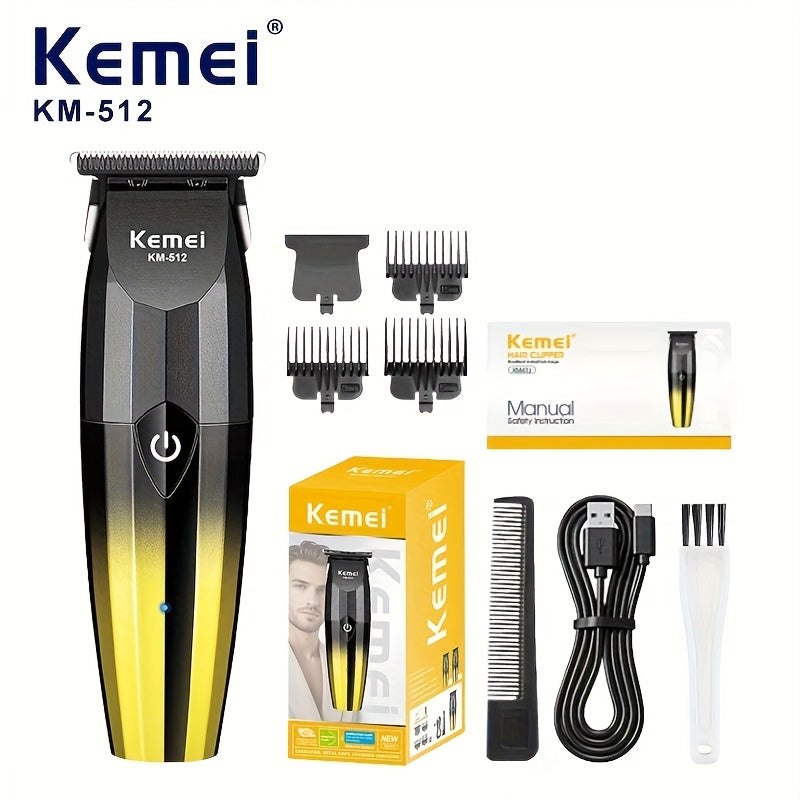 Kemei German Quiet Hair Clipper for Home Use, USB Rechargeable Electric Razor with Long Battery Life, Light Beige Toning and Hair Straightening Device