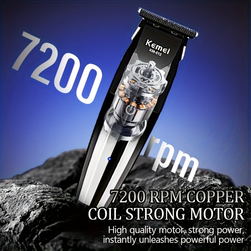 Kemei German Quiet Hair Clipper for Home Use, USB Rechargeable Electric Razor with Long Battery Life, Light Beige Toning and Hair Straightening Device