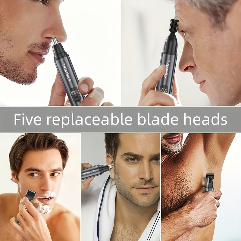 4-in-1 Rechargeable Electric Hair Trimmer, Suitable for Men and Women - Pain-Free Nose, Beard, Eyebrow, and Sideburn Shaver with USB Charging - Perfect Holiday Gift, Professional Beauty Kit, Ear Hair, Beard, and Eyebrow Razor, Men'S Personal Care Tool