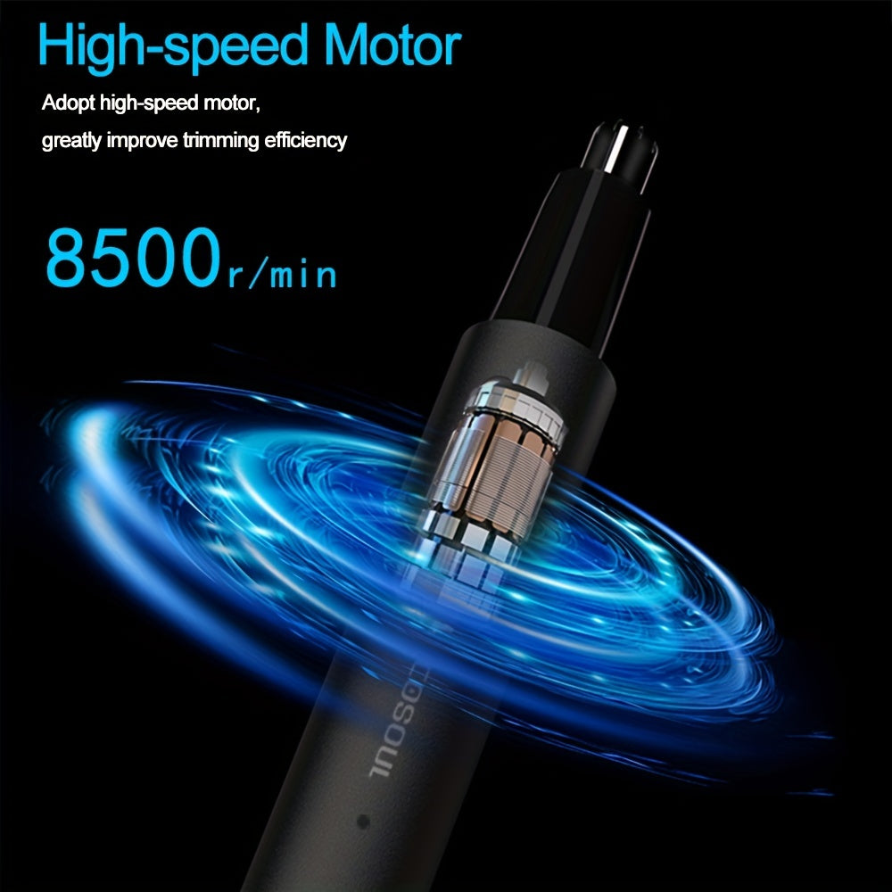 Rechargeable Nose Hair Trimmer - Metal Alloy Nose & Ear Hair Removal Shaver with Precision Blades