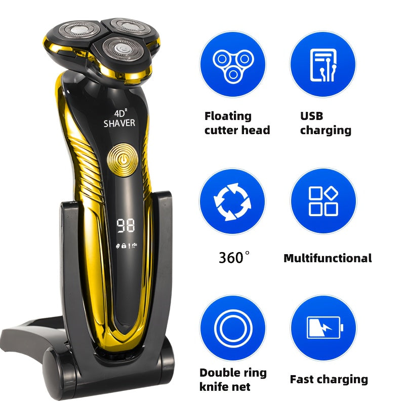 Electric razors for men shaving,Multifunctional 3-in-1 Men's Electric Shaver, Nose Hair & Sideburns Trimmer with Bonus Spare Blades,USB Rechargeable,send gifts to dad, husband, boyfriend, Father's Day Gift