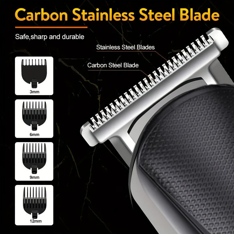 Multi-functional 5-in-1 Electric Barber Set: LCD Display, Hair Clipper, Electric Shaver, Nose Hair Trimmer, USB Charging, Suitable For Men'S Oil Head And Home Grooming, Efficient And Convenient