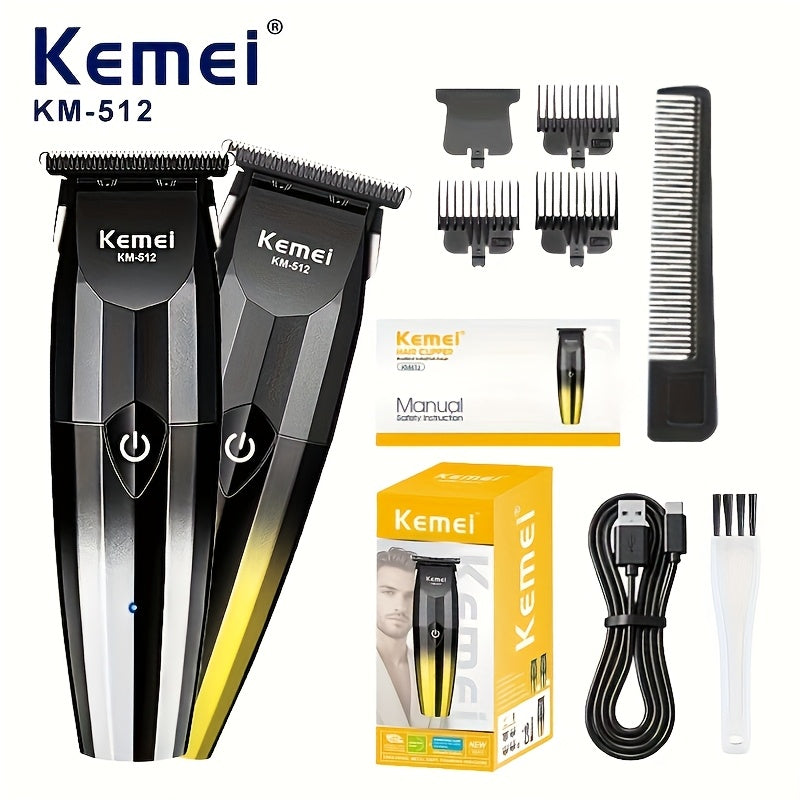 Kemei German Quiet Hair Clipper for Home Use, USB Rechargeable Electric Razor with Long Battery Life, Light Beige Toning and Hair Straightening Device