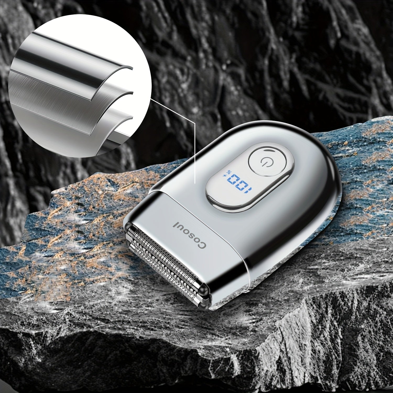 Cosoul Men's Electric Shaver with 3 Floating Blades, Fast-Charging USB-C, Long-Lasting 900mAh Battery (60 Min Runtime), Metal Alloy Body - Cordless Travel Shaver for Beard, Mustache, Neck - Ideal Gift for Men, Daily Grooming, Stylish Grooming Tool,