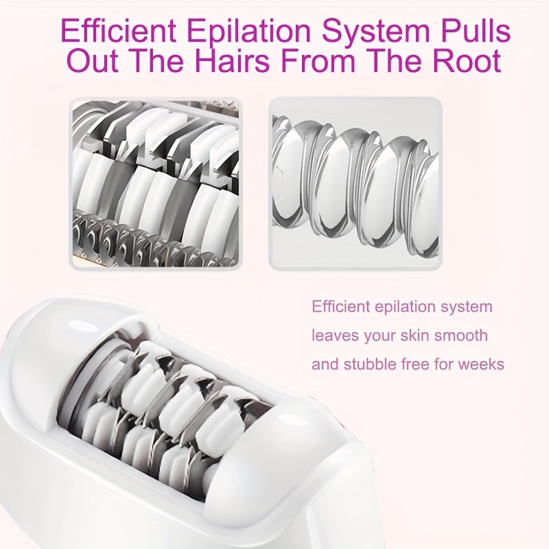 3-in-1 Wireless Epilator for Women - Painless Hair Removal with Precision Electric Tweezers - Rechargeable & Worldwide USB Charging for Effortless Legs and Arms Smoothness