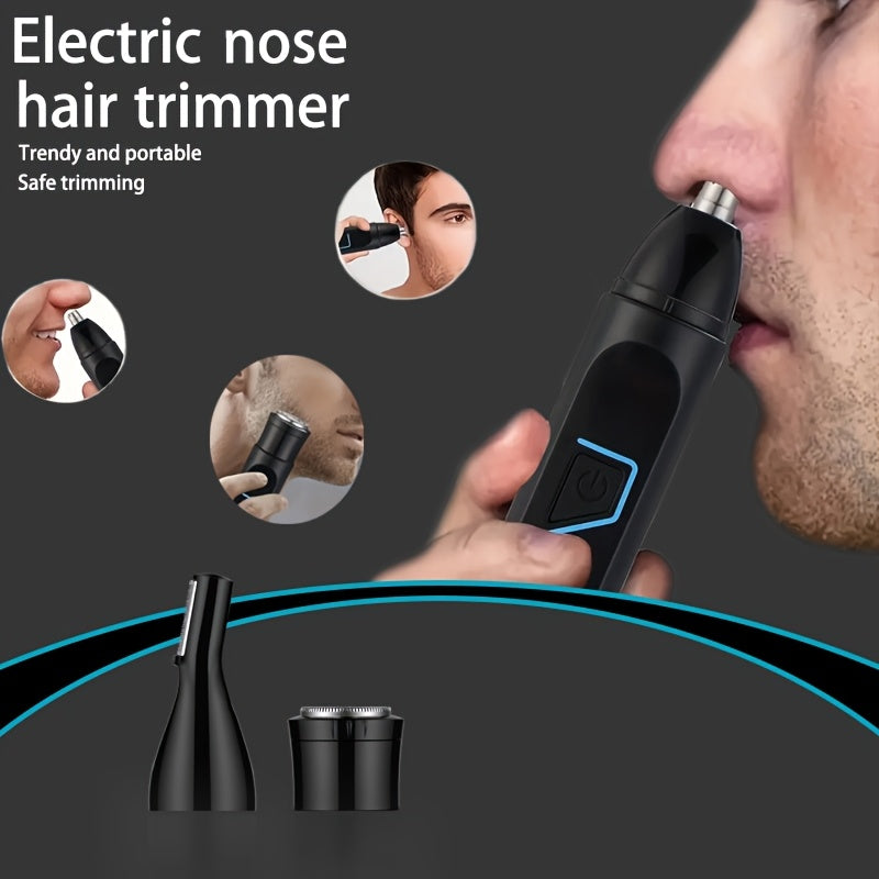 3-in-1 Men'S Electric Grooming Kit - Nose & Ear Hair Trimmer, Eyebrow Shaper, USB Rechargeable, Lithium Battery, ABS Material - Ideal Gift for Him, USB Rechargeable Groomer|Sleek Design|USB Charging Feature, Nose Hair Trimme