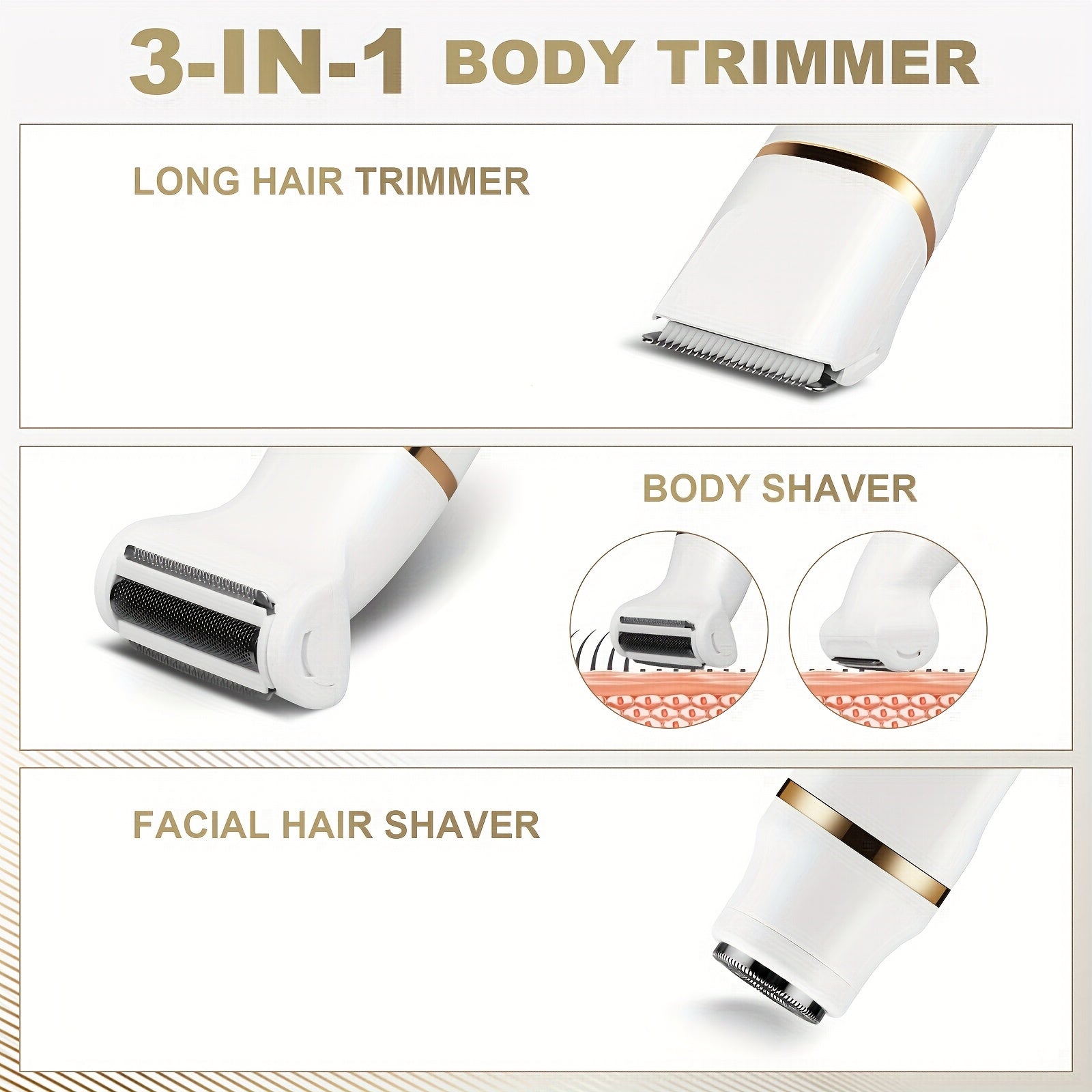Electric Bikini Trimmer for Women - 5in 1 Rechargeable Electric Razors for Women, Painless Women'S Body Shaver, Facial Razor & Nose Hair Shaver