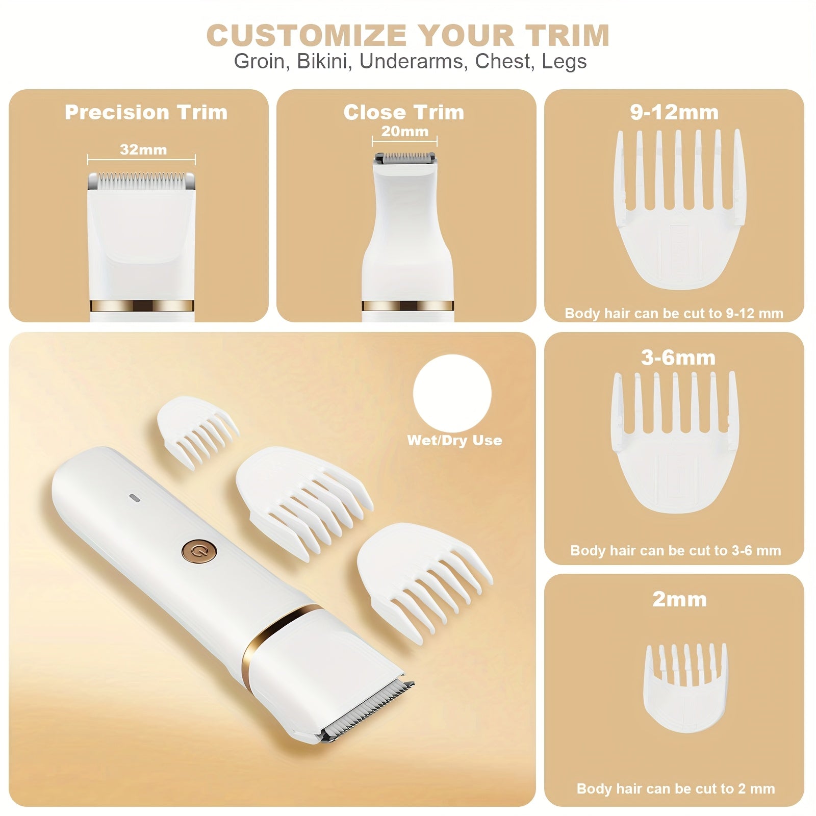 Electric Bikini Trimmer for Women - 5in 1 Rechargeable Electric Razors for Women, Painless Women'S Body Shaver, Facial Razor & Nose Hair Shaver