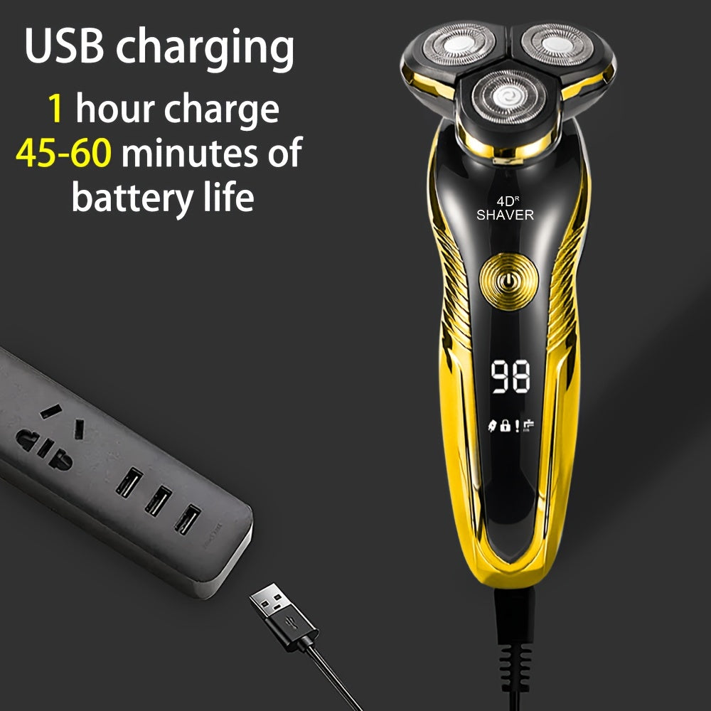 Electric razors for men shaving,Multifunctional 3-in-1 Men's Electric Shaver, Nose Hair & Sideburns Trimmer with Bonus Spare Blades,USB Rechargeable,send gifts to dad, husband, boyfriend, Father's Day Gift