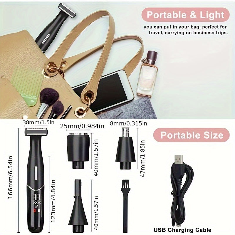 4-in-1 Electric Shaver Charging Type Women'S Hair Removal Instrument Bikini Body Hair Trimmer Nose Hair Trimmer Electric Eyebrow Shaver Multifunctional Shaver