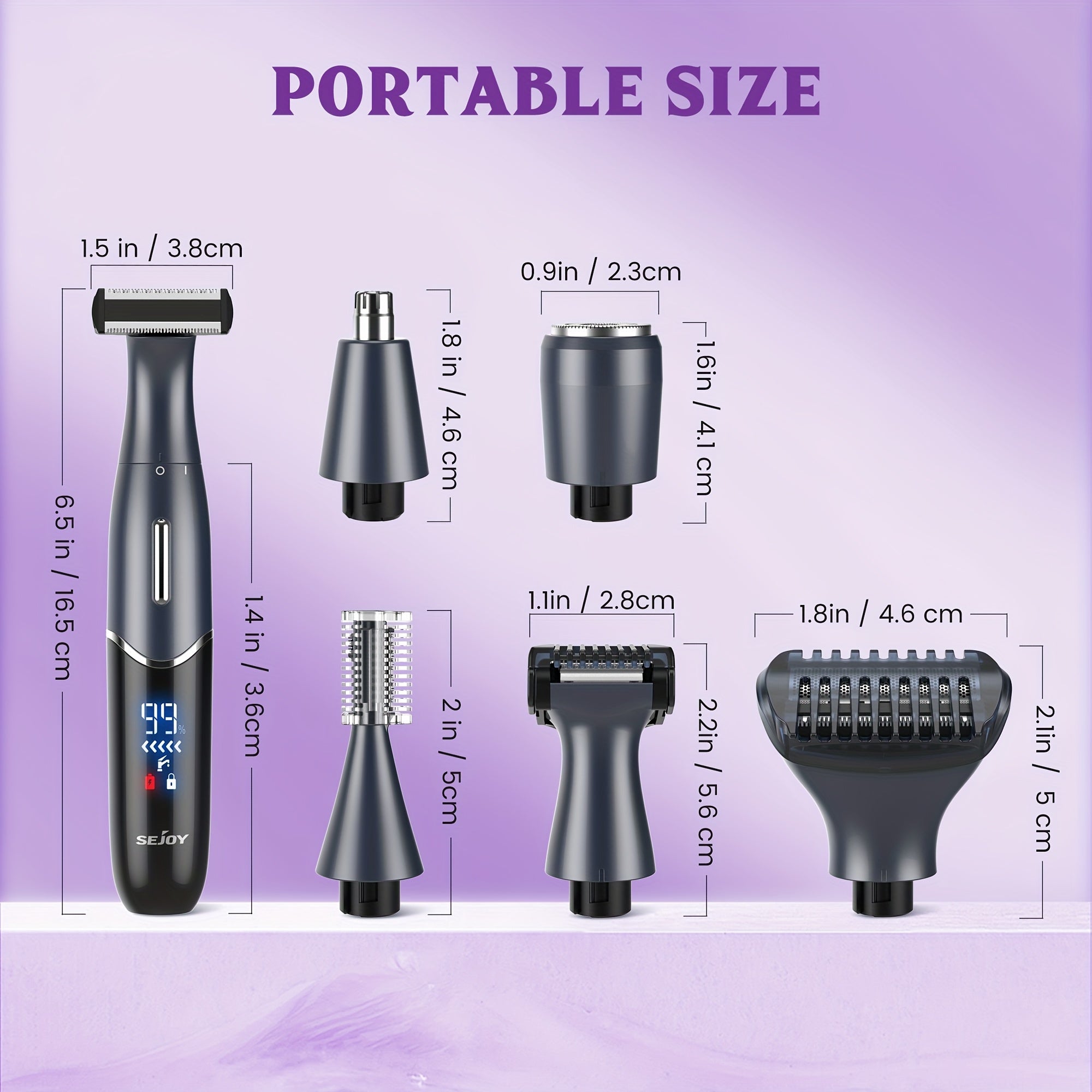 SEJOY Electric Shaver for Women - Bikini Trimmer for Women, Rechargeable Razor, Cordless Body Shaver for Trips, Replaceable Lady Facial Razor, Electric Shaver for Eyebrows, Ear & Nose Hair - USB Charging, Lithium Battery