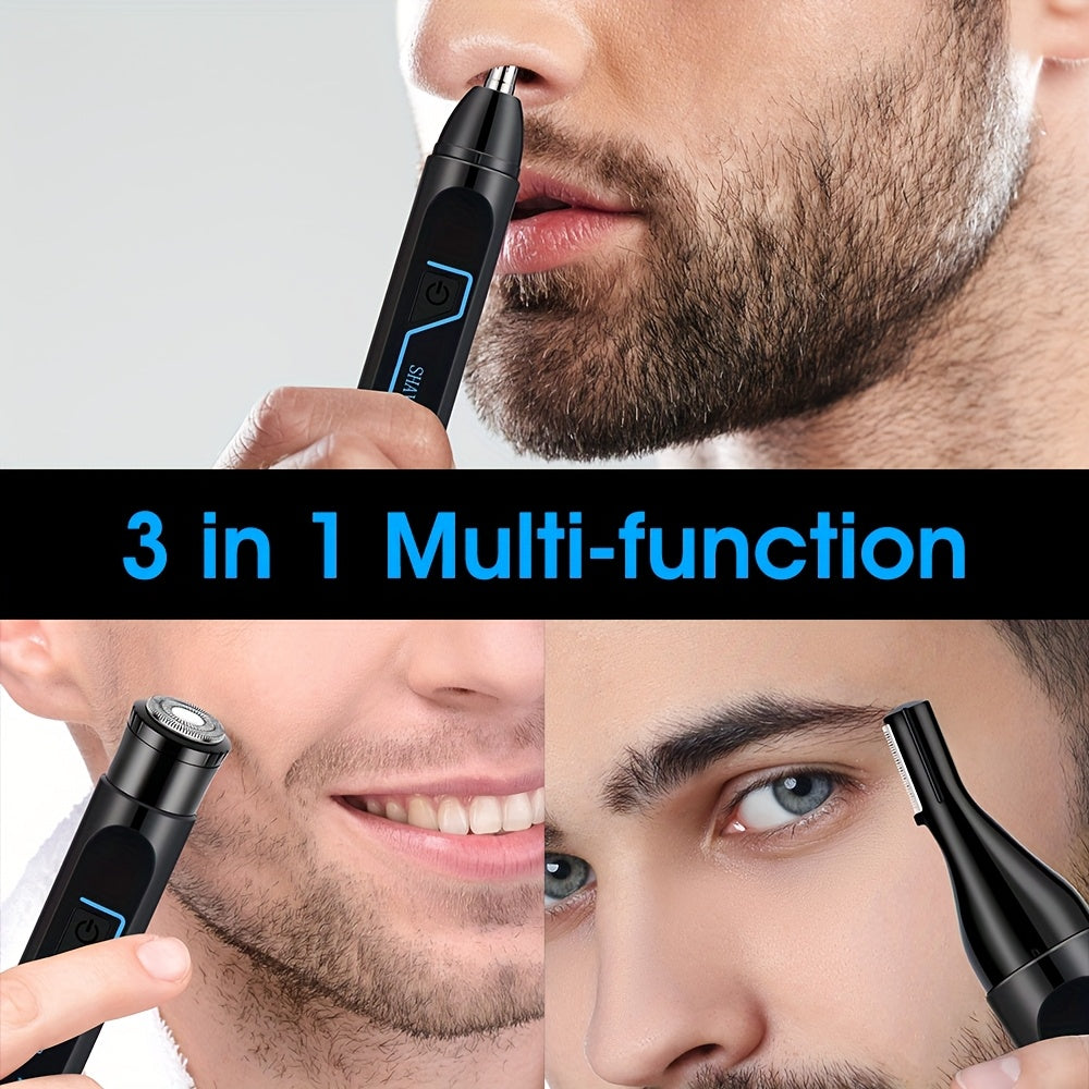 3-in-1 Men'S Electric Grooming Kit - Nose & Ear Hair Trimmer, Eyebrow Shaper, USB Rechargeable, Lithium Battery, ABS Material - Ideal Gift for Him, USB Rechargeable Groomer|Sleek Design|USB Charging Feature, Nose Hair Trimme