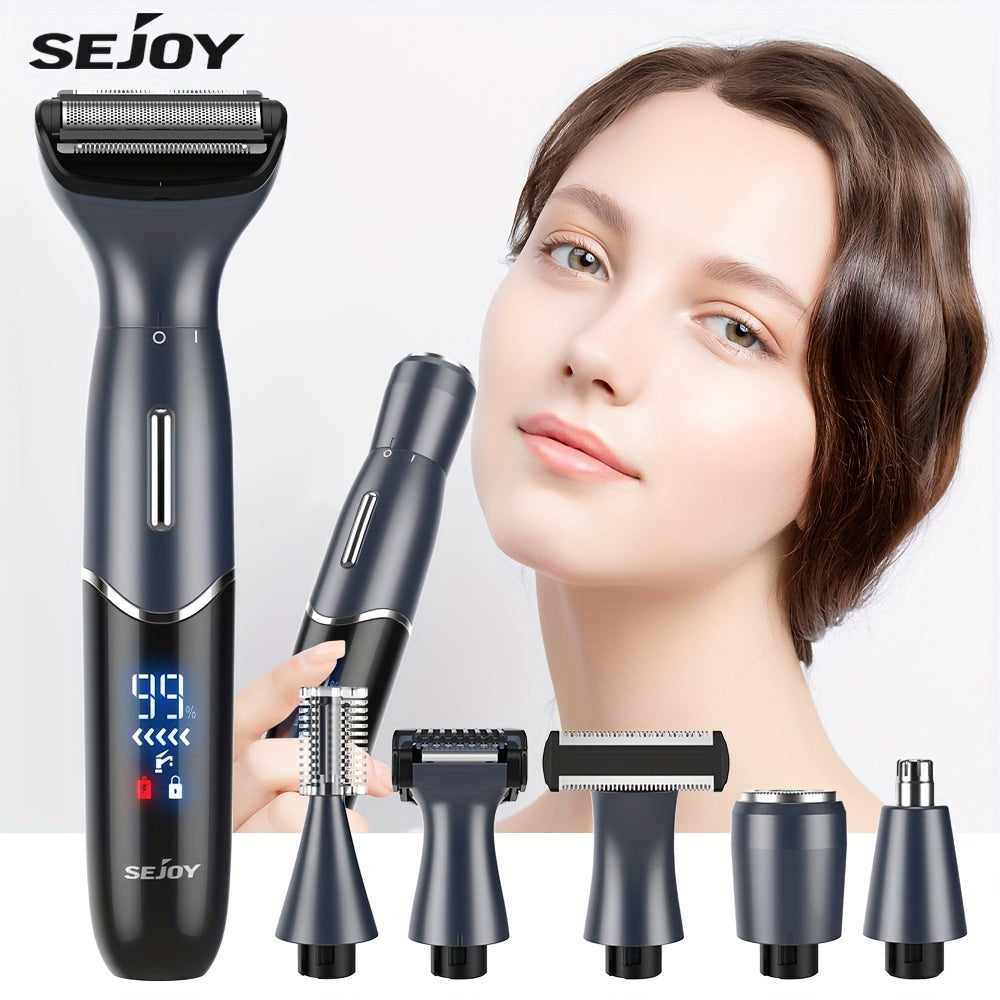 SEJOY Electric Shaver for Women - Bikini Trimmer for Women, Rechargeable Razor, Cordless Body Shaver for Trips, Replaceable Lady Facial Razor, Electric Shaver for Eyebrows, Ear & Nose Hair - USB Charging, Lithium Battery
