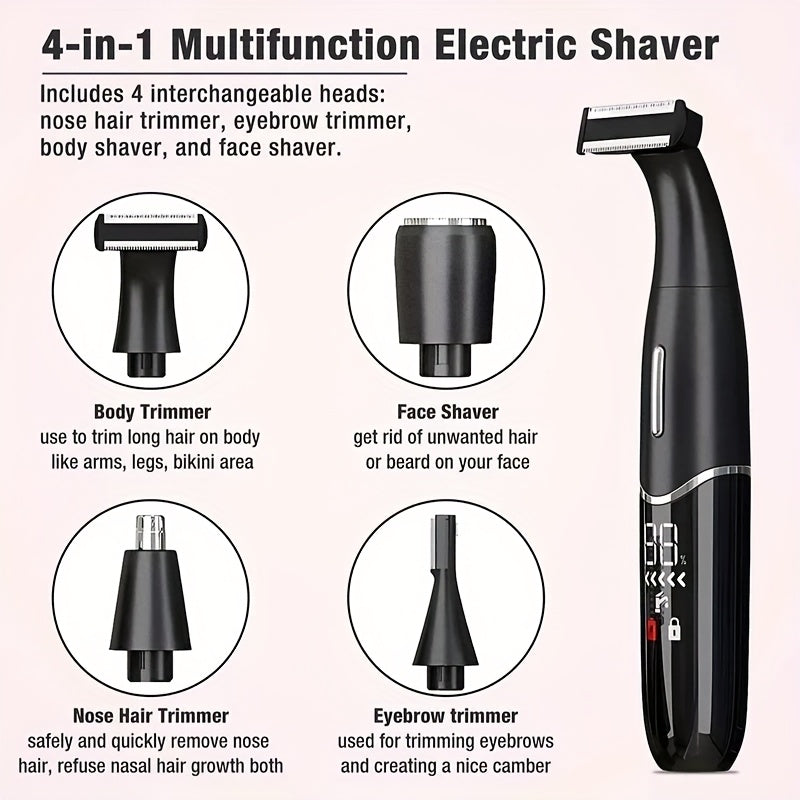 4-in-1 Electric Shaver Charging Type Women'S Hair Removal Instrument Bikini Body Hair Trimmer Nose Hair Trimmer Electric Eyebrow Shaver Multifunctional Shaver