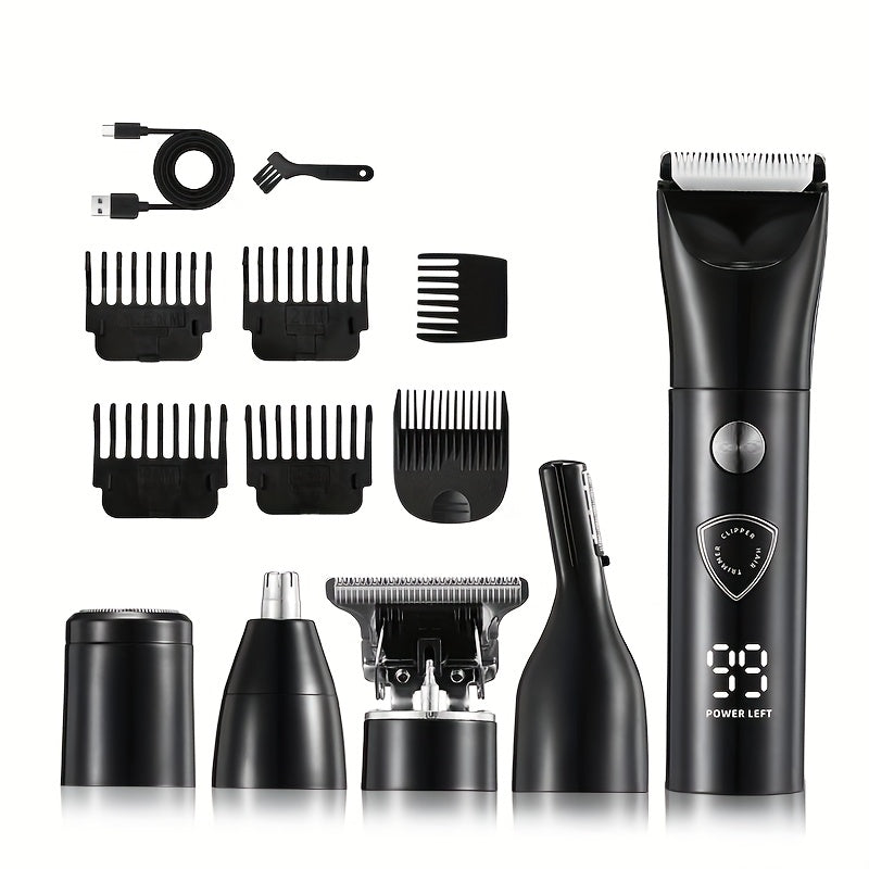 Five In One Professional Men's Body Hair Trimmer, Groin And Body Trimmer, with Built-in USB Charging Port, Multifunctional Trimmer, Essential for Home And Travel, And Also A Good Choice for Father's Day Gifts