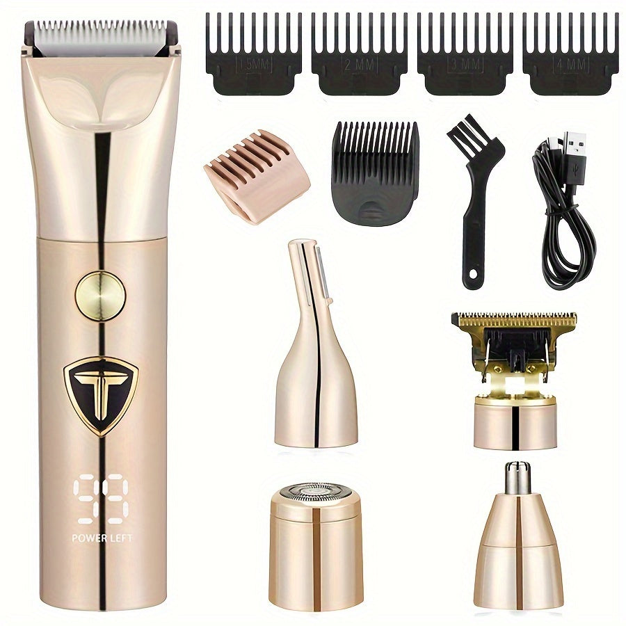 5-in-1 Professional Body Hair Trimmer, Women'S Groin And Body Trimmer, Replaceable Head Electric Shaver, Including Shaver Head, Hair Clipper, Nose Hair Trimmer And Eyebrow Knife