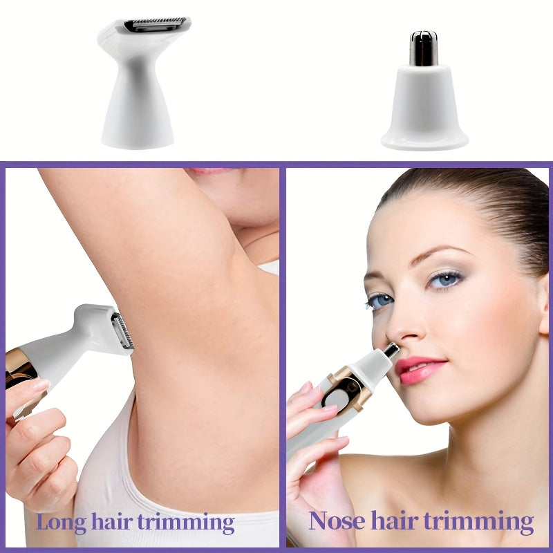 5-in-1 Women'S Electric Shaver - USB Rechargeable Bikini and Eyebrow Trimmer, Leg Hair Remover, Nose Hair Remover, Multifunctional Beauty Set, 5-in-1 Women'S Shaver, Personal Care Device, Perfect Gift for Friends