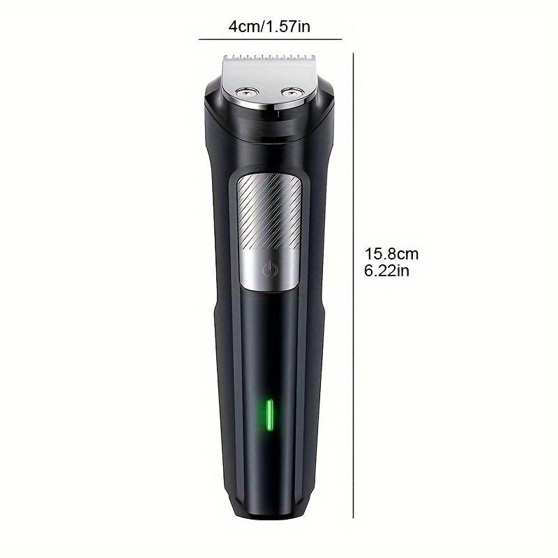 Professional 3-in-1 Wireless Electric Hair Clipper, Multi-Functional Adult Shaver, Nose Hair Trimmer with LED Light, USB Type C Charging, Rechargeable 600mAh Battery, One Touch Start, Washable Stainless Steel Razor, Long Battery Life >60 Minutes, Includes