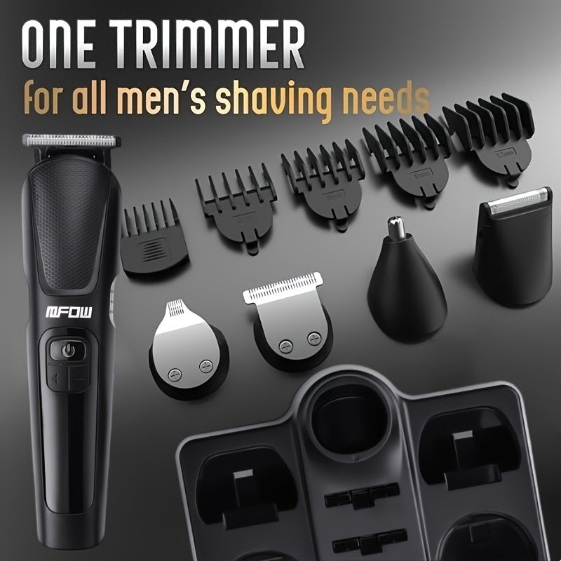 Multi-functional 5-in-1 Electric Barber Set: LCD Display, Hair Clipper, Electric Shaver, Nose Hair Trimmer, USB Charging, Suitable For Men'S Oil Head And Home Grooming, Efficient And Convenient