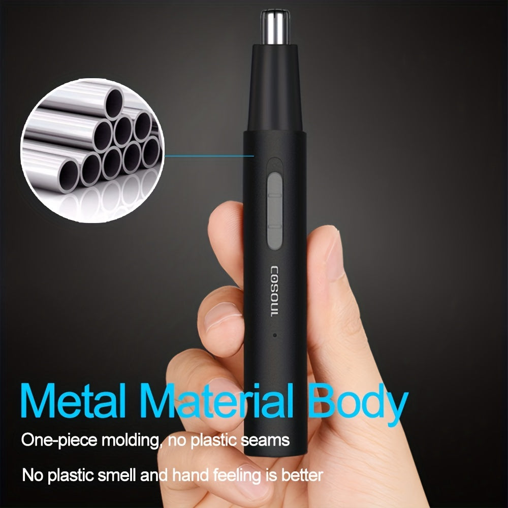 Rechargeable Nose Hair Trimmer - Metal Alloy Nose & Ear Hair Removal Shaver with Precision Blades