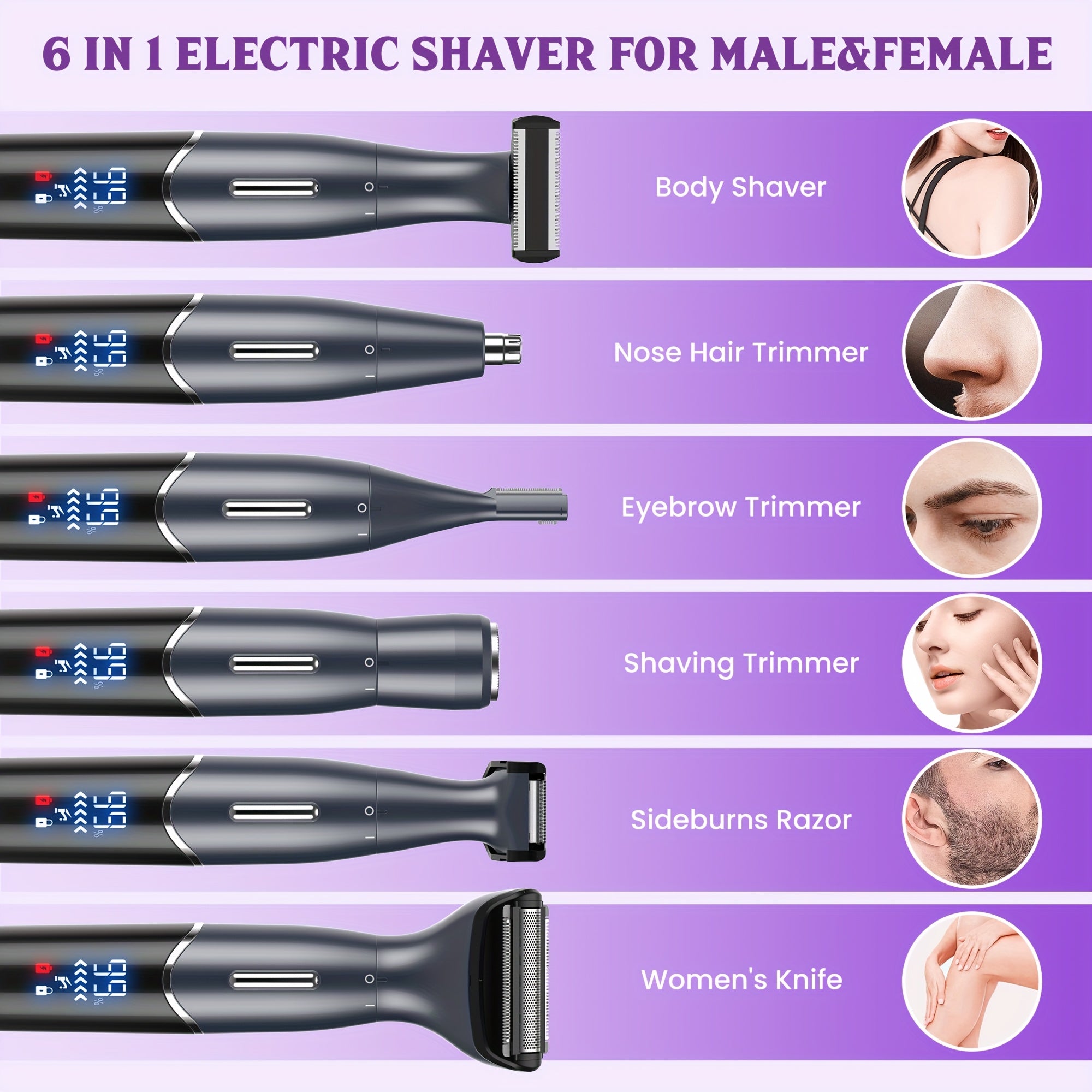 SEJOY Electric Shaver for Women - Bikini Trimmer for Women, Rechargeable Razor, Cordless Body Shaver for Trips, Replaceable Lady Facial Razor, Electric Shaver for Eyebrows, Ear & Nose Hair - USB Charging, Lithium Battery