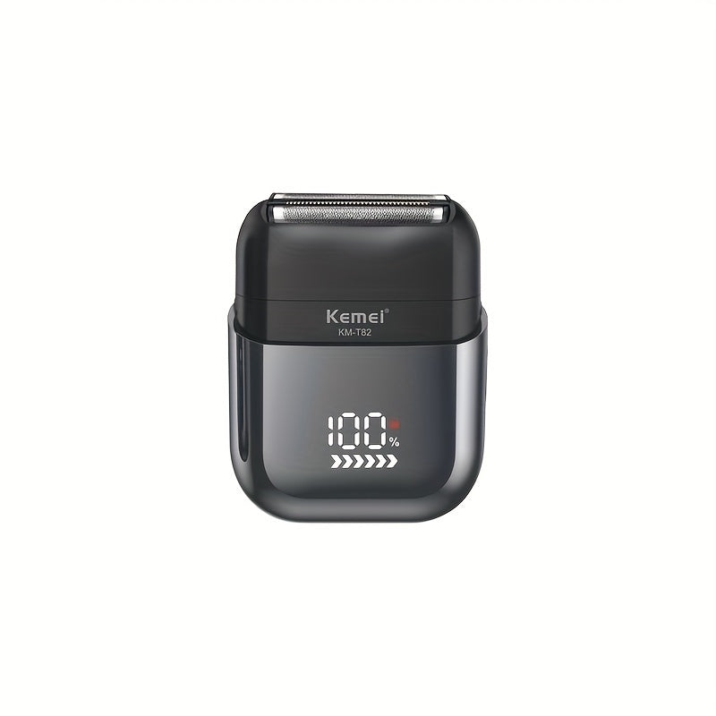 [Kemei Km-T82 Electric Shaver] Kemei Km-T82 Professional Men's Electric Shaver | Compact & Portable with LCD Display, USB Charging, Mini Reciprocating Razor