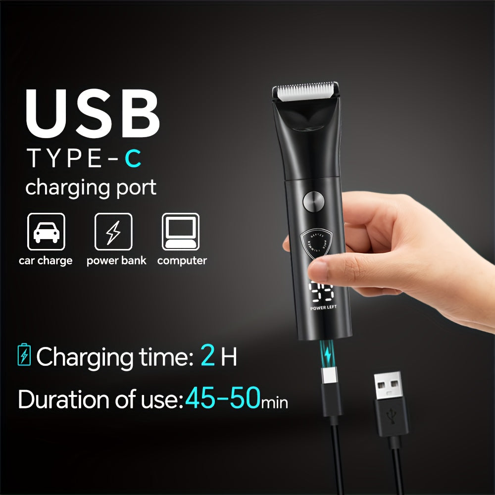 Five In One Professional Men's Body Hair Trimmer, Groin And Body Trimmer, with Built-in USB Charging Port, Multifunctional Trimmer, Essential for Home And Travel, And Also A Good Choice for Father's Day Gifts