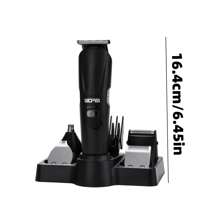 Multi-functional 5-in-1 Electric Barber Set: LCD Display, Hair Clipper, Electric Shaver, Nose Hair Trimmer, USB Charging, Suitable For Men'S Oil Head And Home Grooming, Efficient And Convenient