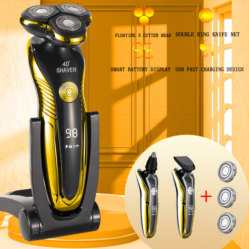 Electric razors for men shaving,Multifunctional 3-in-1 Men's Electric Shaver, Nose Hair & Sideburns Trimmer with Bonus Spare Blades,USB Rechargeable,send gifts to dad, husband, boyfriend, Father's Day Gift