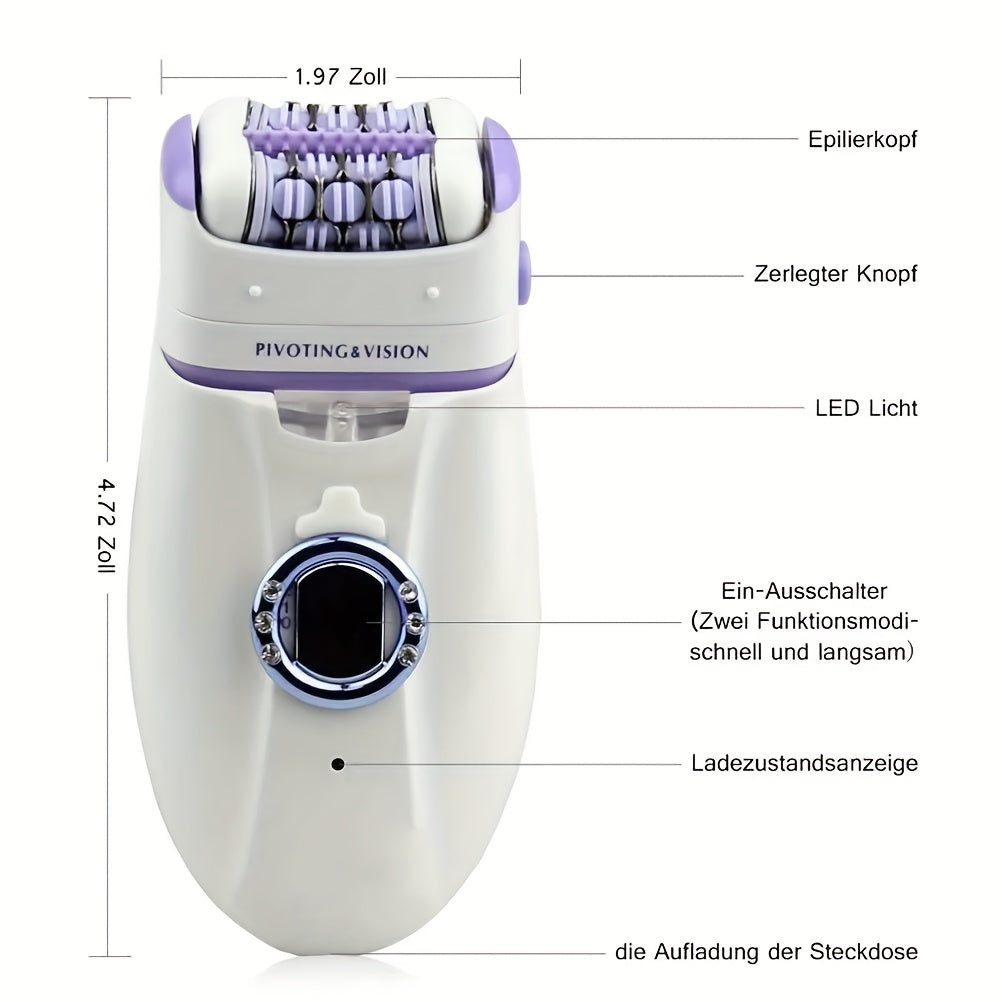 [Comei Epilator] Comei Women's Multifunctional Electric Hair Remover Epilator KM-1981 | Cordless Rechargeable Painless Hair Trimmer for Body Facial Legs, Foot File & Callus Remover