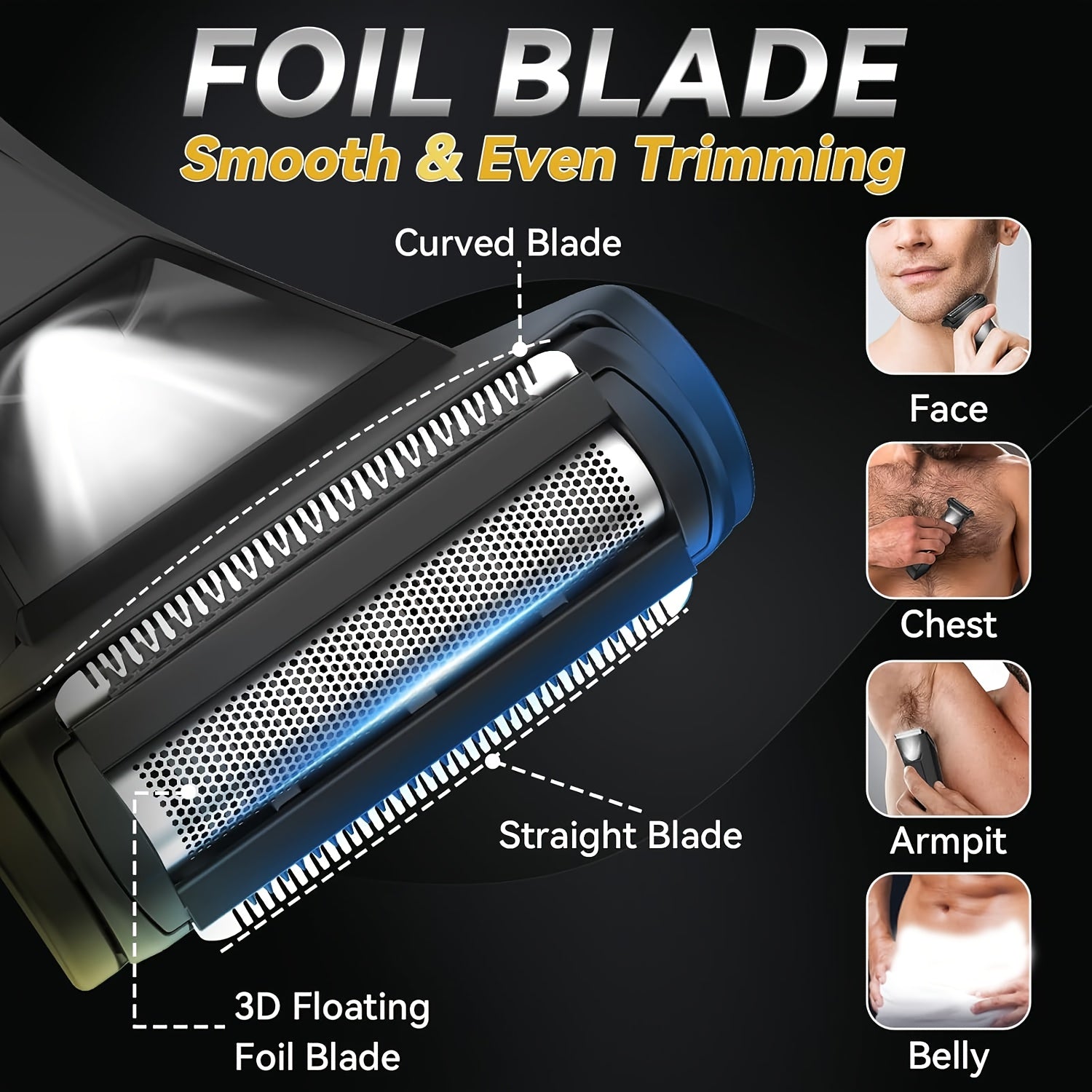 2-in-1 Body Hair Trimmer & Groin Shaver - Dual-Head, Smooth, Scratch-Free, Lightweight | USB Rechargeable, LED Display, 60+ Minutes Runtime, Stainless Steel Blades