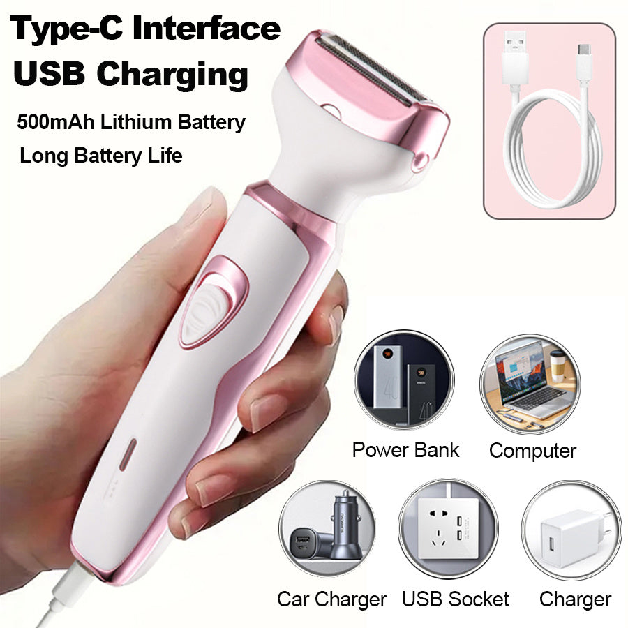 [4 in 1 Lady Shaver] 4 in 1 Multi-Function Electric Lady Shaver, 500mAh Rechargeable Lithium Battery | Women's Electric Hair Remover Set for Bikini, Eyebrows, Nose, Face, Legs, Arm, Underarm | The Best Mother's Day Gift