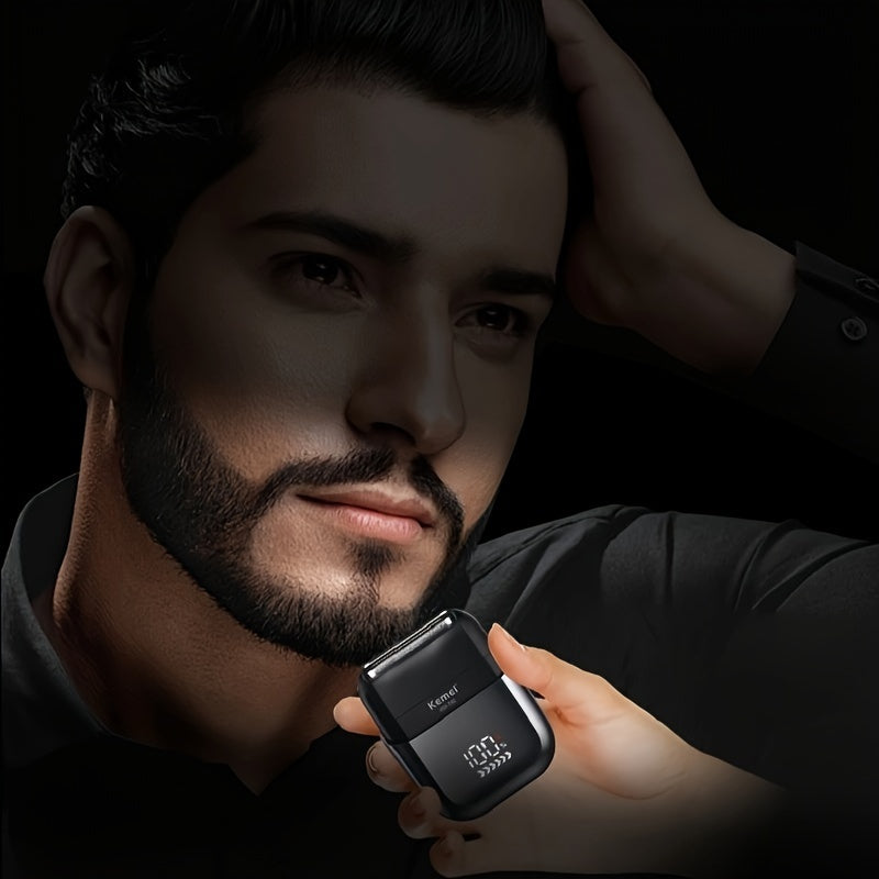 [Kemei Km-T82 Electric Shaver] Kemei Km-T82 Professional Men's Electric Shaver | Compact & Portable with LCD Display, USB Charging, Mini Reciprocating Razor