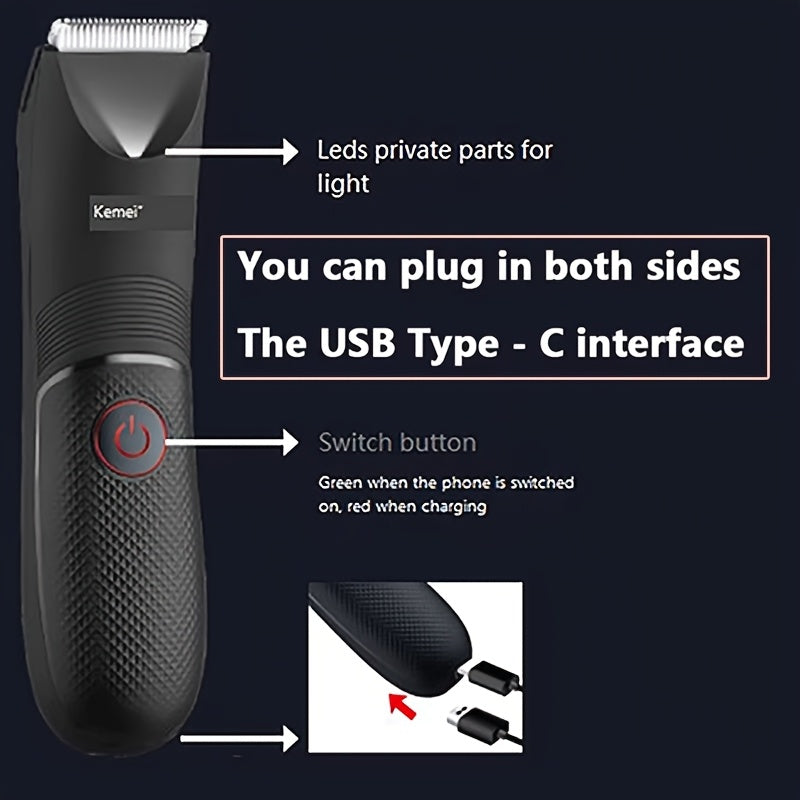 Kemei KM-1838 Electric Shaver with USB-Powered Dual-Sided Blades, Quick-Charge Lithium Battery, Compact design for Home, Travel, Professional & Personal Grooming - Men & Women, Rechargeable Shaver, Travelfriendly Razor, Sleek Razor Design, Interchangeable