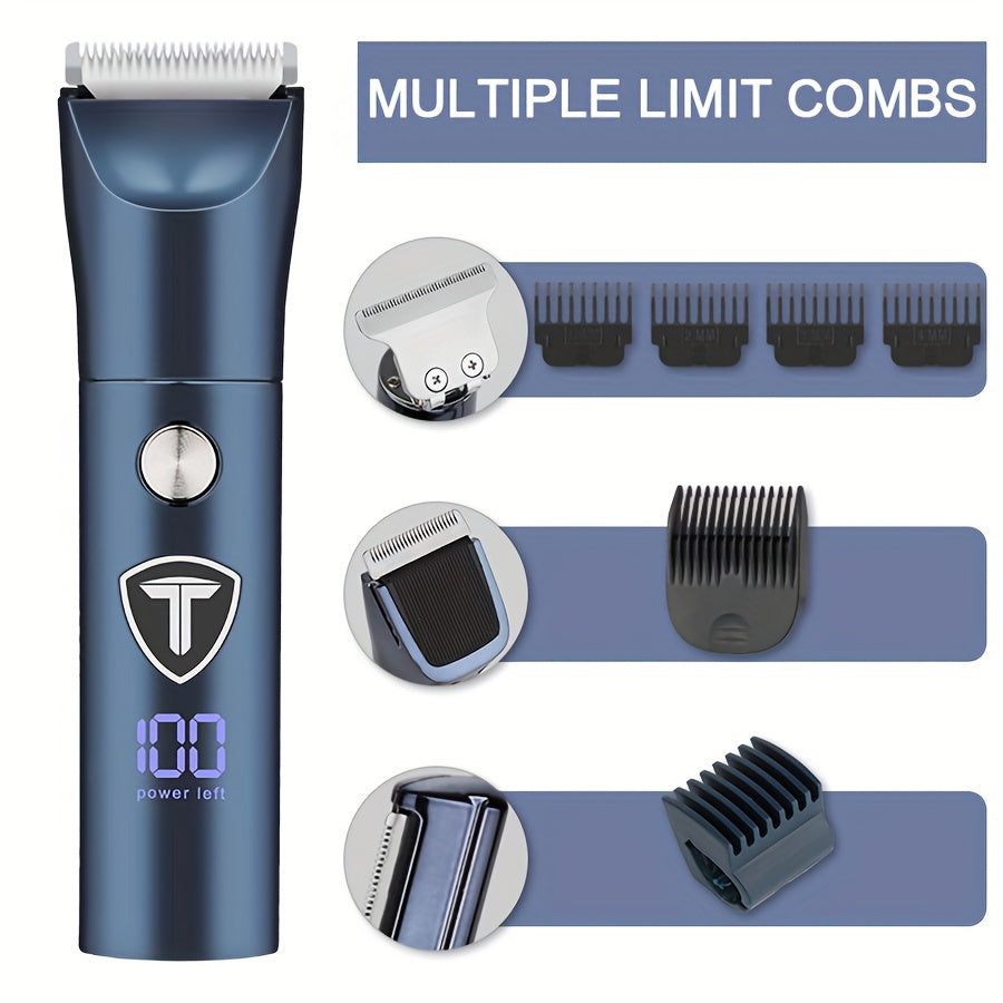 [5-in-1 Men's Body Trimmer] 5-in-1 Professional Body Hair Trimmer for Men | USB Rechargeable Electric Shaver with Replaceable Ceramic Blades, Ergonomic Design for Face, Neck, Chest & Back Grooming | Includes Shaver, Clipper, Nose Hair Trimmer & Eyebrow