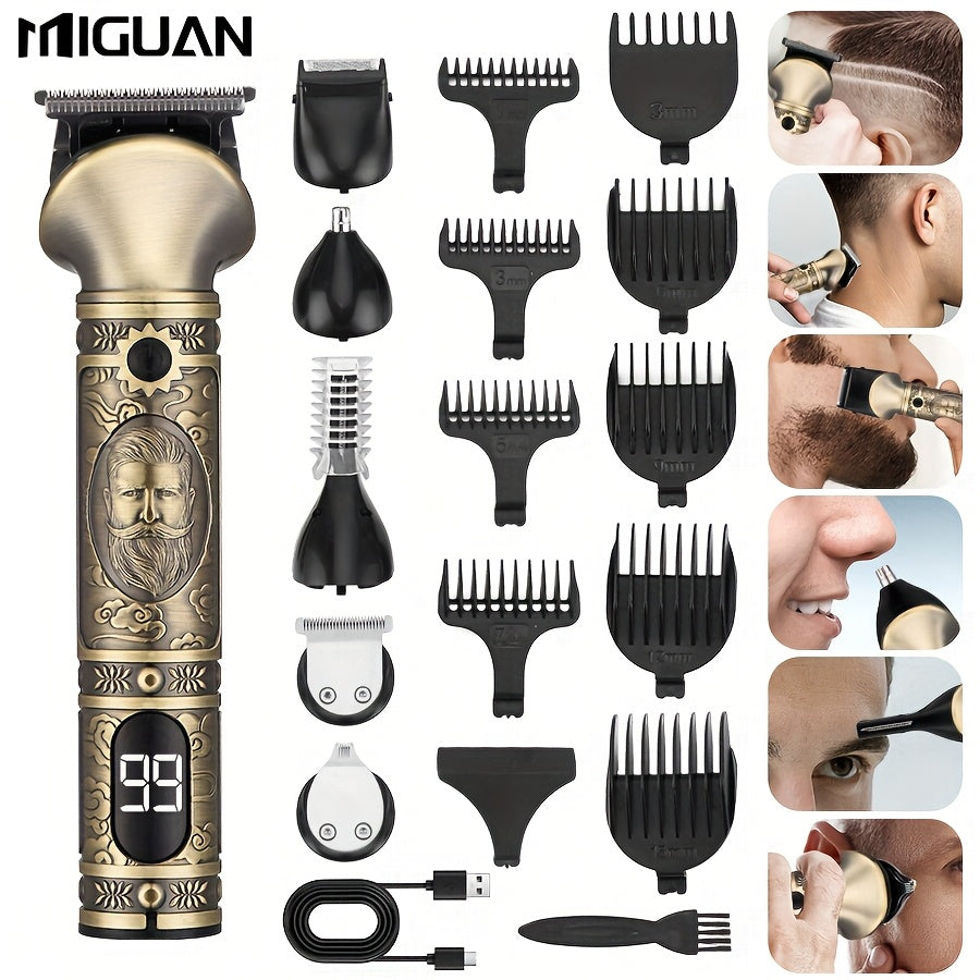 6in1 Men is Grooming Kit with LCD Display Beard Trimmer, Electric Shaver Hair Clipper, USB Rechargeable Includes Beard Trimmer, Nose Trimmer, for Body Facial Styling, Effortless Precision Grooming, Perfect Holiday Gift for Men is Beard Care Set