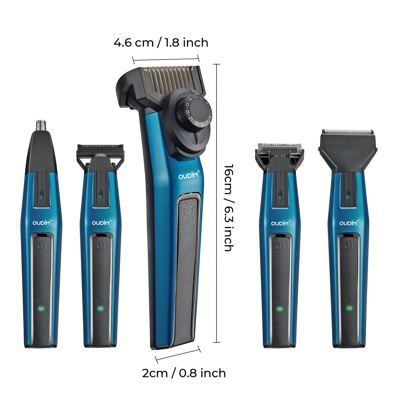 [5-in-1 Hair Clippers Kit] OUDIM 5-in-1 Cordless Shaving and Hair Clippers Kit | Electric Shaver, Body Hair Trimmer, Lady Shaver, Epilator, Bikini Hair Removal, Groin Trimmer | Adjustable Combs, Travel Case - for Men, Barbers, and Family Use
