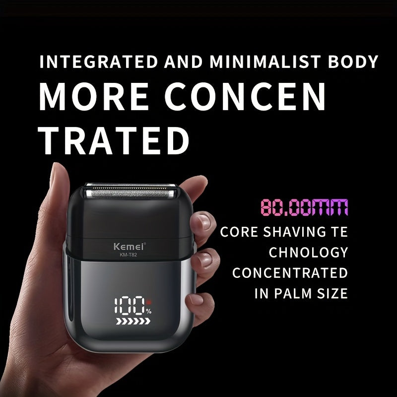 [Kemei Km-T82 Electric Shaver] Kemei Km-T82 Professional Men's Electric Shaver | Compact & Portable with LCD Display, USB Charging, Mini Reciprocating Razor