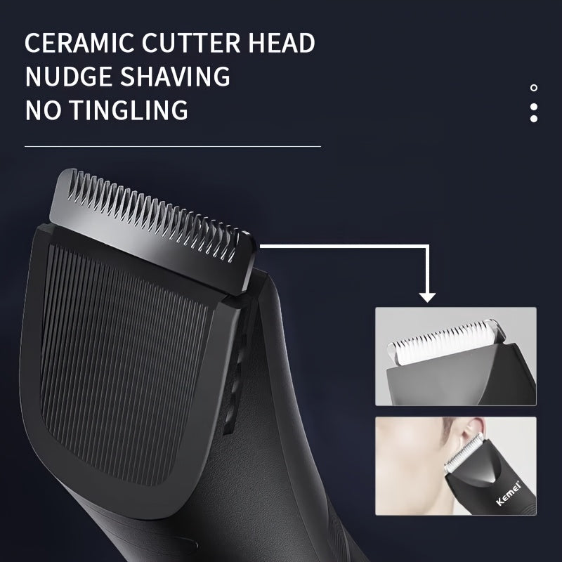 Kemei KM-1838 Electric Shaver with USB-Powered Dual-Sided Blades, Quick-Charge Lithium Battery, Compact design for Home, Travel, Professional & Personal Grooming - Men & Women, Rechargeable Shaver, Travelfriendly Razor, Sleek Razor Design, Interchangeable