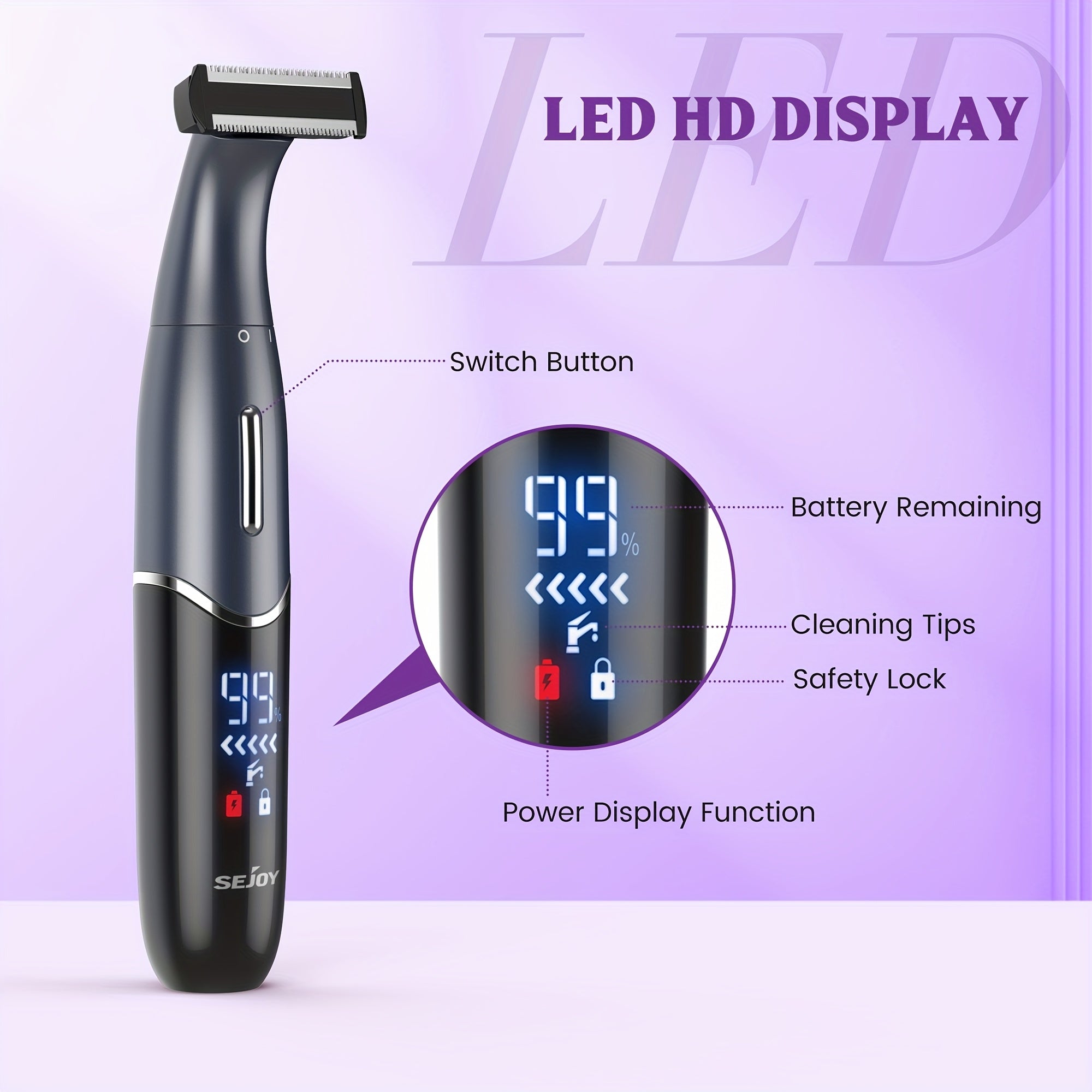 SEJOY Electric Shaver for Women - Bikini Trimmer for Women, Rechargeable Razor, Cordless Body Shaver for Trips, Replaceable Lady Facial Razor, Electric Shaver for Eyebrows, Ear & Nose Hair - USB Charging, Lithium Battery