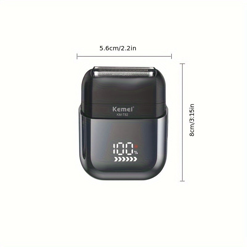 [Kemei Km-T82 Electric Shaver] Kemei Km-T82 Professional Men's Electric Shaver | Compact & Portable with LCD Display, USB Charging, Mini Reciprocating Razor