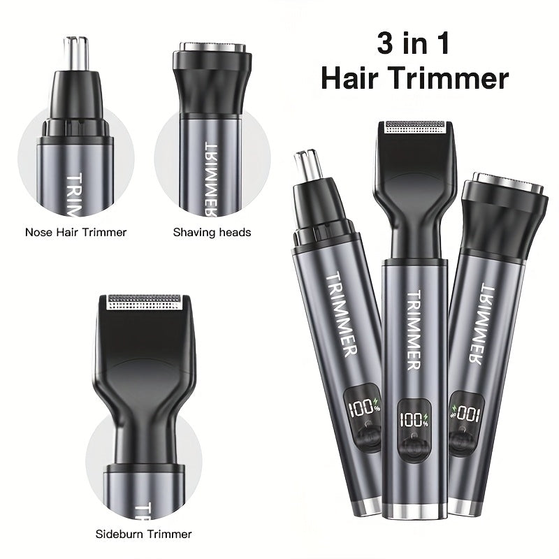 4-in-1 Rechargeable Electric Hair Trimmer, Suitable for Men and Women - Pain-Free Nose, Beard, Eyebrow, and Sideburn Shaver with USB Charging - Perfect Holiday Gift, Professional Beauty Kit, Ear Hair, Beard, and Eyebrow Razor, Men'S Personal Care Tool