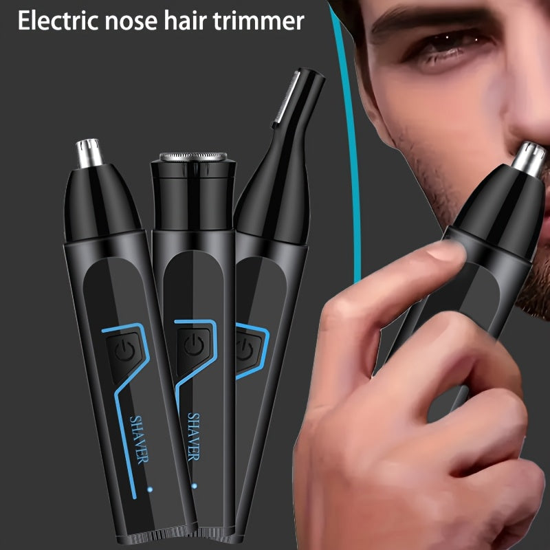 3-in-1 Men'S Electric Grooming Kit - Nose & Ear Hair Trimmer, Eyebrow Shaper, USB Rechargeable, Lithium Battery, ABS Material - Ideal Gift for Him, USB Rechargeable Groomer|Sleek Design|USB Charging Feature, Nose Hair Trimme