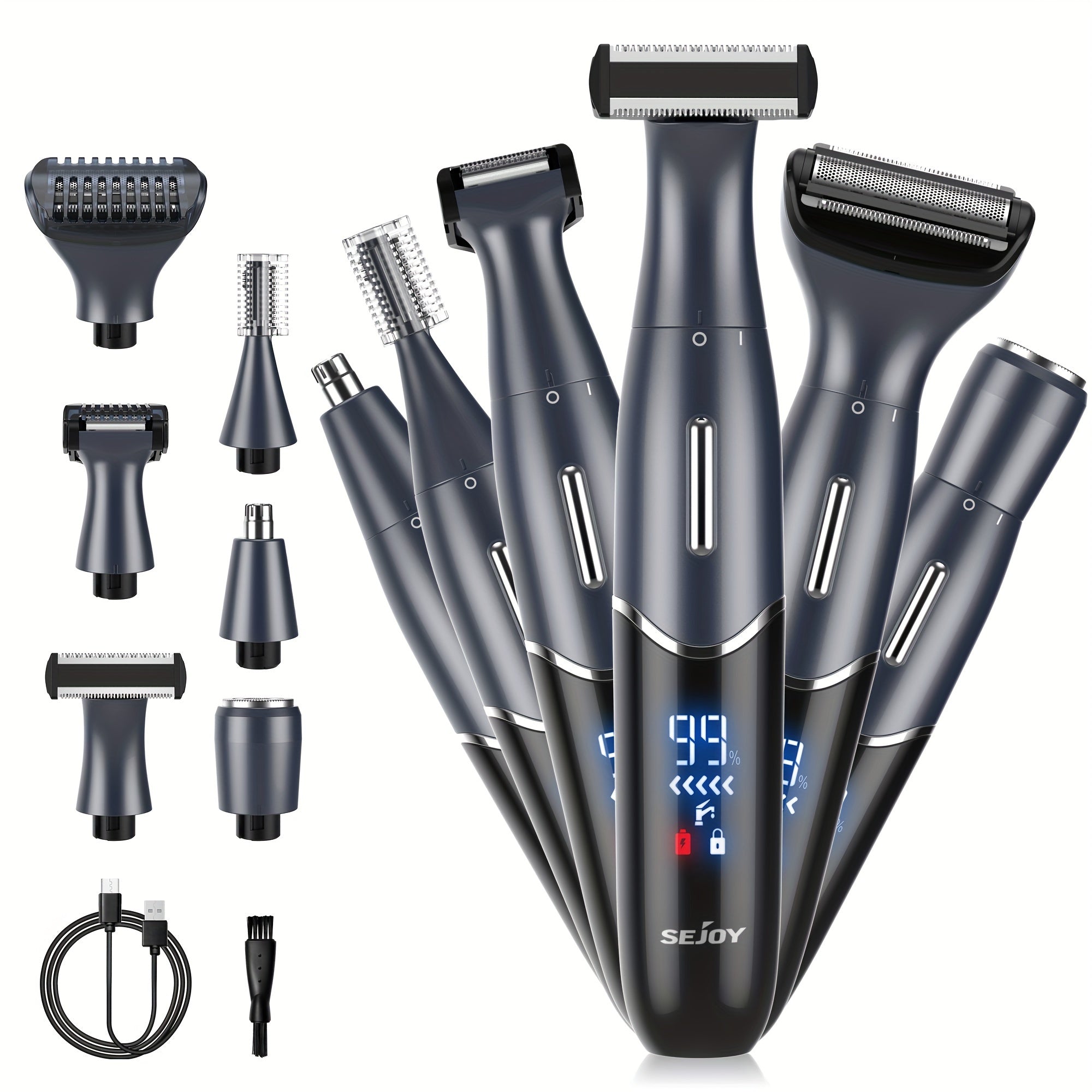 [6 in 1 Trimmer] 6 in 1 Function Trimmer, 1 Handle+6 Different Function Blades | Women's Bikini Trimmer, Body and Face Electric Shaver, Eyebrow, Ear and Nose Hair Shaver, Wet and Dry Dual-Use Beautician