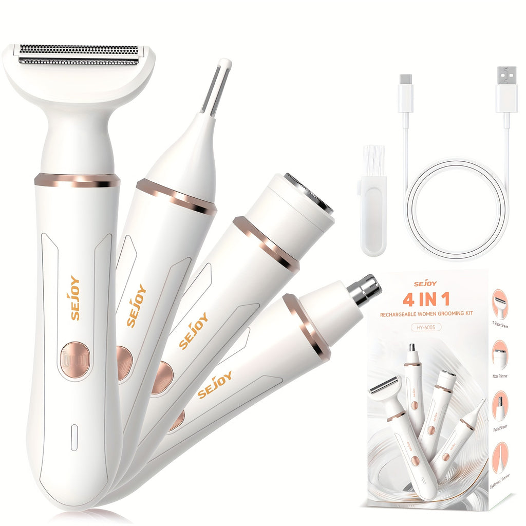 SEJOY Electric Shaver for Women - Bikini Trimmer for Women, Rechargeable Razor, Cordless Body Shaver for Trips, Replaceable Lady Facial Razor, Electric Shaver for Eyebrows, Ear & Nose Hair - USB Charging, Lithium Battery