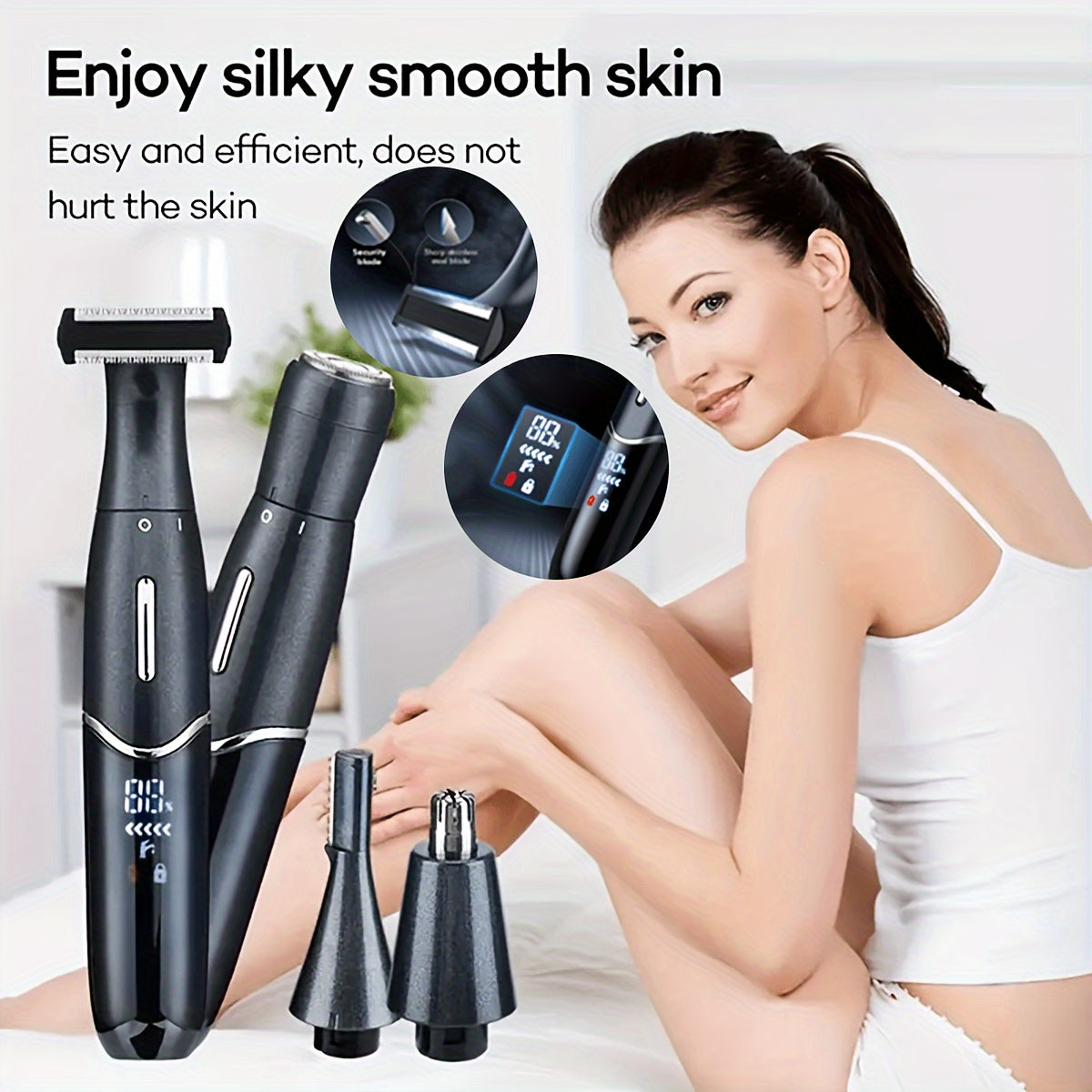 Beard Trimmer for Men, Body, Nose, Ear, Facial Hair Shaving Kit, Electric Shaver for Men 4in 1, Rechargeable Hair Trimmer, Nose Trimmer, Electric Shaver for Painless Removal of Facial and Body Hair