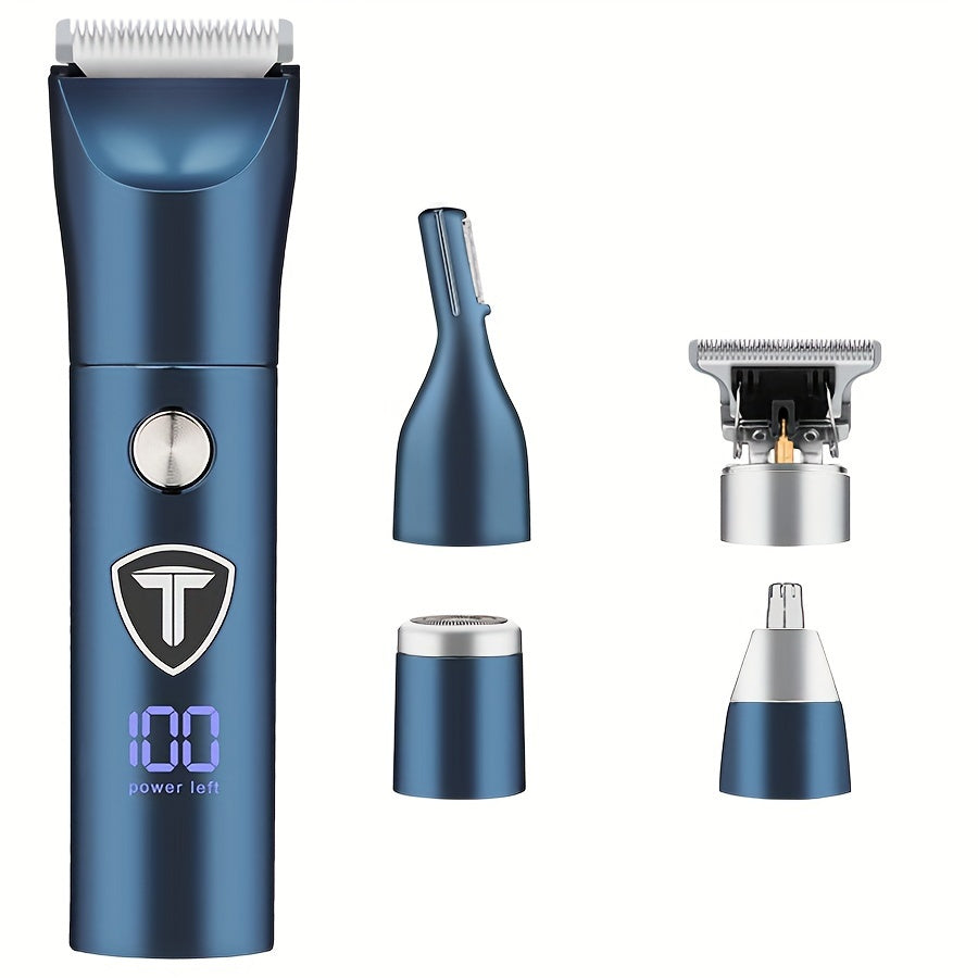 [5-in-1 Men's Body Trimmer] 5-in-1 Professional Body Hair Trimmer for Men | USB Rechargeable Electric Shaver with Replaceable Ceramic Blades, Ergonomic Design for Face, Neck, Chest & Back Grooming | Includes Shaver, Clipper, Nose Hair Trimmer & Eyebrow